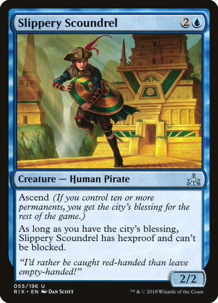 Slippery Scoundrel trading card from Rivals of Ixalan Slippery Scoundrel - Rivals of Ixalan Magic: The Gathering trading card