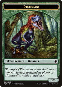 Dinosaur // Treasure (009) Double-Sided Token - Ixalan (XLN) #5 // 9 - Token Magic: The Gathering Trading Card