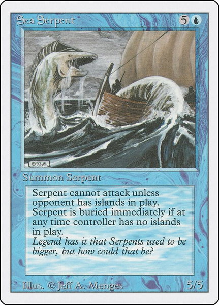 Sea Serpent trading card from Revised Edition Sea Serpent - Revised Edition Magic: The Gathering trading card