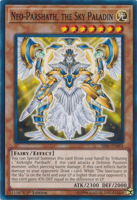 Neo-Parshath, the Sky Paladin trading card from Structure Deck: Wave of Light Neo-Parshath, the Sky Paladin - Structure Deck: Wave of Light YuGiOh trading card