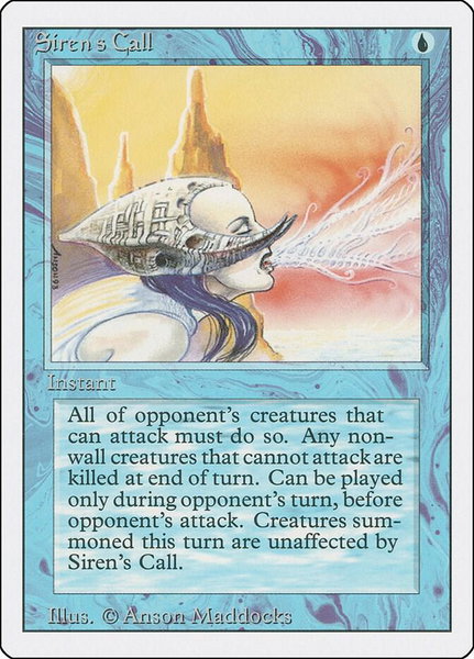 Siren's Call trading card from Revised Edition Siren's Call - Revised Edition Magic: The Gathering trading card