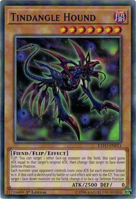 Tindangle Hound trading card from Extreme Force Tindangle Hound - Extreme Force YuGiOh trading card
