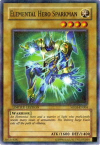 Elemental HERO Sparkman - Mattel Action Figure Promos: Series 3 (MF03) #MF03-EN004 - Rare YuGiOh Trading Card