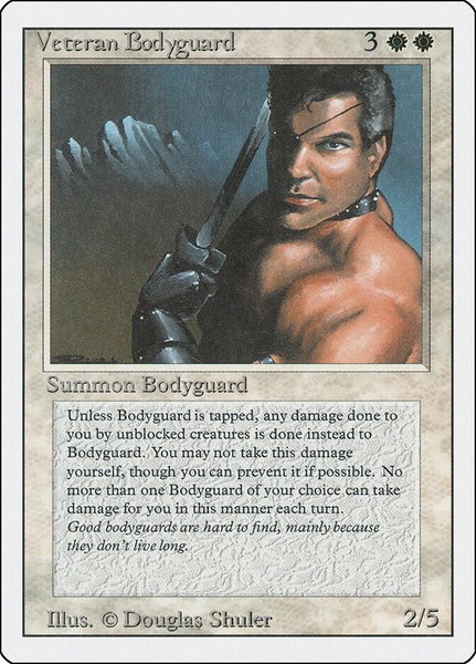 Veteran Bodyguard trading card from Revised Edition Veteran Bodyguard - Revised Edition Magic: The Gathering trading card
