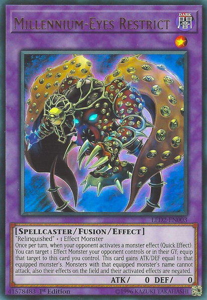 Millennium-Eyes Restrict trading card from Legendary Duelists: Ancient Millennium Millennium-Eyes Restrict - Legendary Duelists: Ancient Millennium YuGiOh trading card