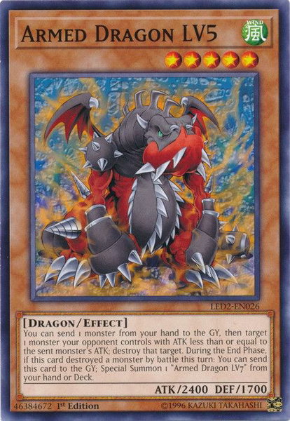 Armed Dragon LV5 trading card from Legendary Duelists: Ancient Millennium Armed Dragon LV5 - Legendary Duelists: Ancient Millennium YuGiOh trading card