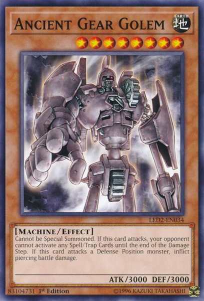 Ancient Gear Golem trading card from Legendary Duelists: Ancient Millennium Ancient Gear Golem - Legendary Duelists: Ancient Millennium YuGiOh trading card