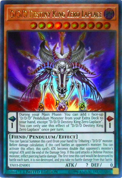 D/D/D Destiny King Zero Laplace trading card from Yu-Gi-Oh! ARC-V Promo Cards D/D/D Destiny King Zero Laplace - Yu-Gi-Oh! ARC-V Promo Cards YuGiOh trading card