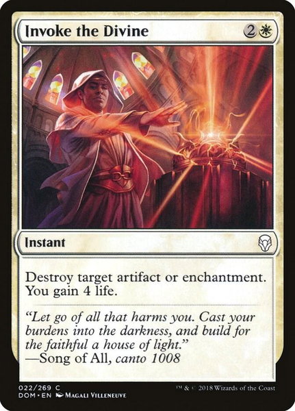 Invoke the Divine trading card from Dominaria Invoke the Divine - Dominaria Magic: The Gathering trading card