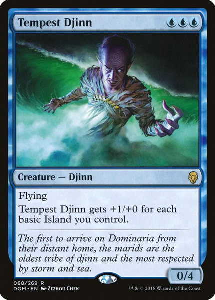 Tempest Djinn trading card from Dominaria Tempest Djinn - Dominaria Magic: The Gathering trading card