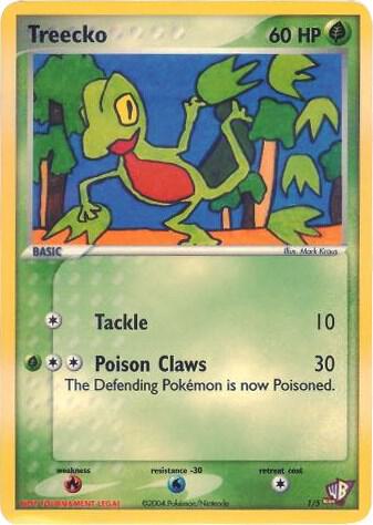Treecko - 1/5 trading card from Kids WB Promos Treecko - 1/5 - Kids WB Promos Pokémon trading card