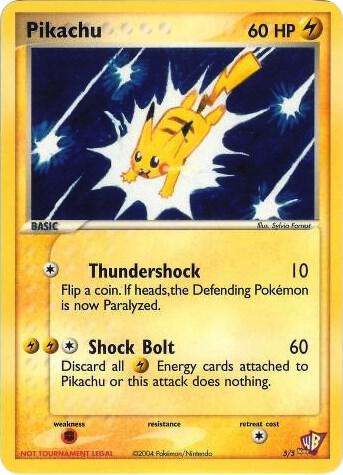 Pikachu - 5/5 trading card from Kids WB Promos Pikachu - 5/5 - Kids WB Promos Pokémon trading card