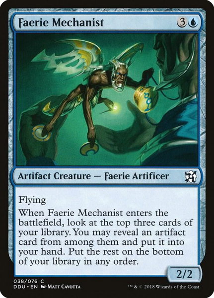 Faerie Mechanist trading card from Duel Decks: Elves vs. Inventors Faerie Mechanist - Duel Decks: Elves vs. Inventors Magic: The Gathering trading card