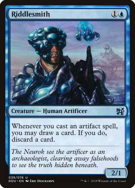 Riddlesmith trading card from Duel Decks: Elves vs. Inventors Riddlesmith - Duel Decks: Elves vs. Inventors Magic: The Gathering trading card