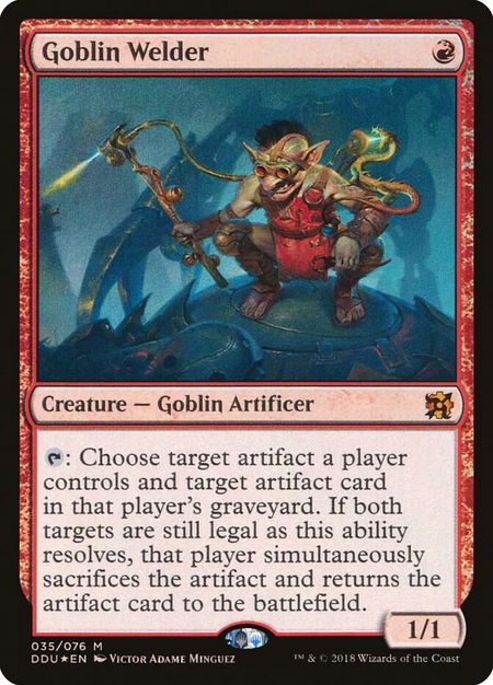 Goblin Welder trading card from Duel Decks: Elves vs. Inventors Goblin Welder - Duel Decks: Elves vs. Inventors Magic: The Gathering trading card