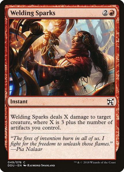 Welding Sparks trading card from Duel Decks: Elves vs. Inventors Welding Sparks - Duel Decks: Elves vs. Inventors Magic: The Gathering trading card