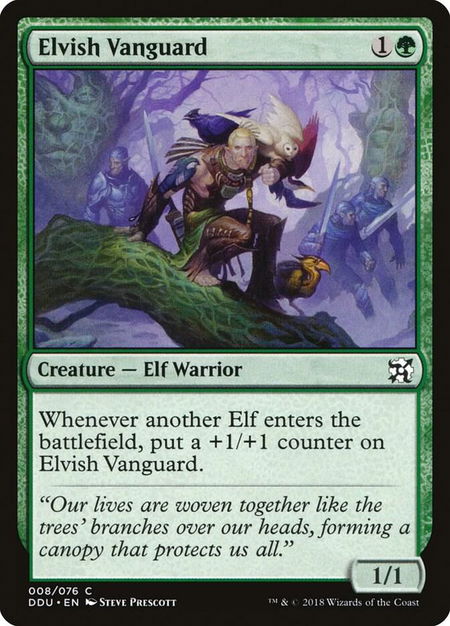 Elvish Vanguard trading card from Duel Decks: Elves vs. Inventors Elvish Vanguard - Duel Decks: Elves vs. Inventors Magic: The Gathering trading card