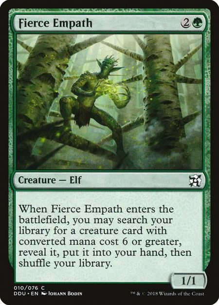 Fierce Empath trading card from Duel Decks: Elves vs. Inventors Fierce Empath - Duel Decks: Elves vs. Inventors Magic: The Gathering trading card