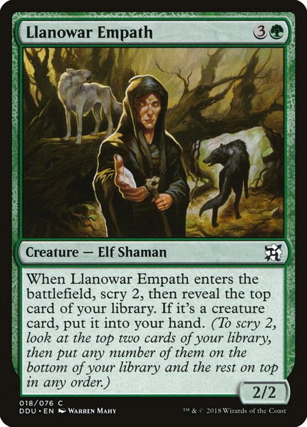 Llanowar Empath trading card from Duel Decks: Elves vs. Inventors Llanowar Empath - Duel Decks: Elves vs. Inventors Magic: The Gathering trading card