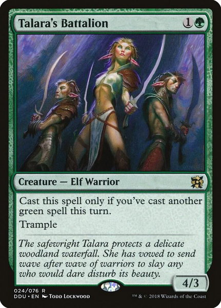 Talara's Battalion trading card from Duel Decks: Elves vs. Inventors Talara's Battalion - Duel Decks: Elves vs. Inventors Magic: The Gathering trading card