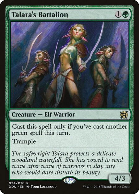 Talara's Battalion trading card from Duel Decks: Elves vs. Inventors Talara's Battalion - Duel Decks: Elves vs. Inventors Magic: The Gathering trading card
