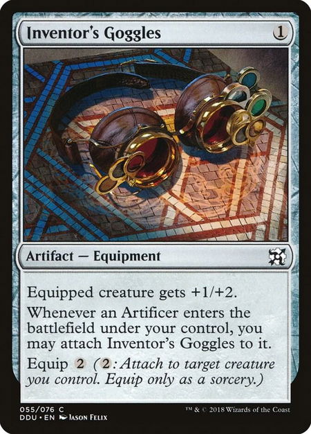 Inventor's Goggles trading card from Duel Decks: Elves vs. Inventors Inventor's Goggles - Duel Decks: Elves vs. Inventors Magic: The Gathering trading card