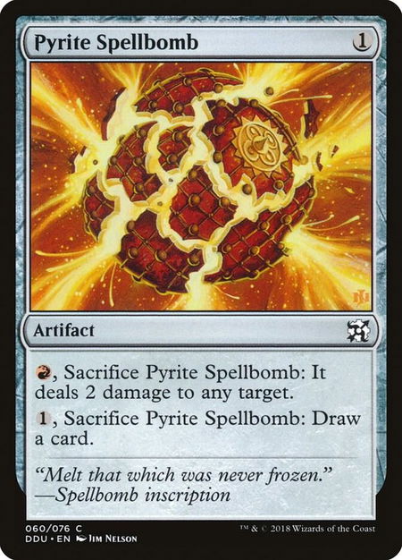 Pyrite Spellbomb trading card from Duel Decks: Elves vs. Inventors Pyrite Spellbomb - Duel Decks: Elves vs. Inventors Magic: The Gathering trading card