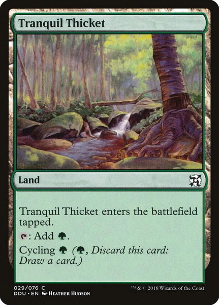 Tranquil Thicket trading card from Duel Decks: Elves vs. Inventors Tranquil Thicket - Duel Decks: Elves vs. Inventors Magic: The Gathering trading card