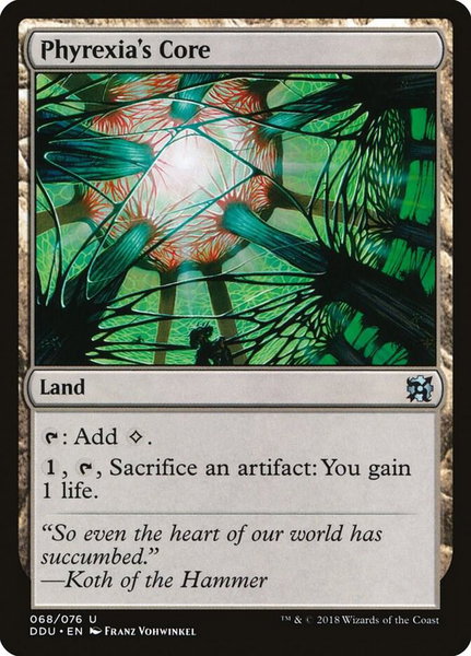 Phyrexia's Core trading card from Duel Decks: Elves vs. Inventors Phyrexia's Core - Duel Decks: Elves vs. Inventors Magic: The Gathering trading card