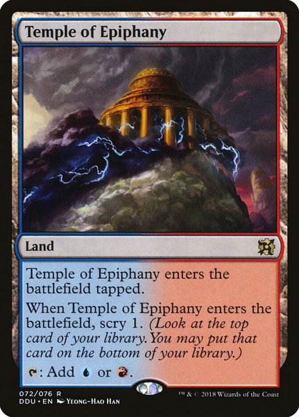 Temple of Epiphany trading card from Duel Decks: Elves vs. Inventors Temple of Epiphany - Duel Decks: Elves vs. Inventors Magic: The Gathering trading card