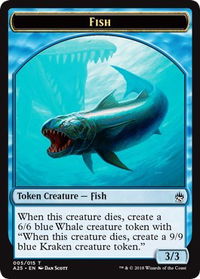 Fish // Kraken Double-Sided Token - Masters 25 (A25) #5★ - Token Magic: The Gathering Trading Card