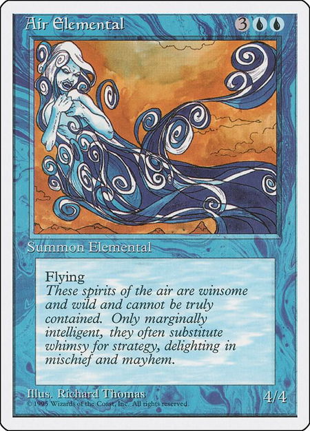 Air Elemental trading card from Fourth Edition Air Elemental - Fourth Edition Magic: The Gathering trading card