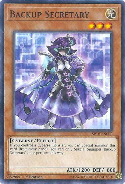 Backup Secretary trading card from Star Pack VRAINS Backup Secretary - Star Pack VRAINS YuGiOh trading card