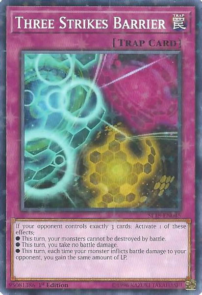 Three Strikes Barrier (Starfoil) trading card from Star Pack VRAINS Three Strikes Barrier (Starfoil) - Star Pack VRAINS YuGiOh trading card