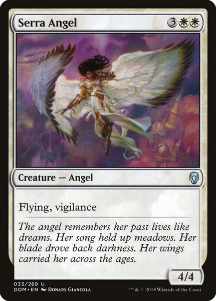 Serra Angel trading card from Dominaria Serra Angel - Dominaria Magic: The Gathering trading card