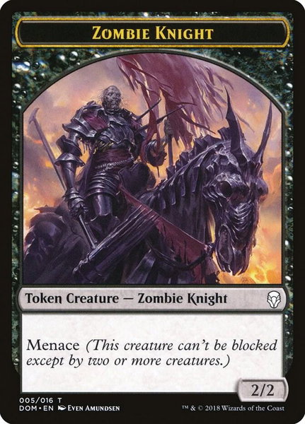 Zombie Knight Token trading card from Dominaria Zombie Knight Token - Dominaria Magic: The Gathering trading card
