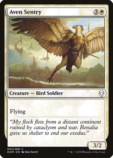 Aven Sentry trading card from Dominaria Aven Sentry - Dominaria Magic: The Gathering trading card