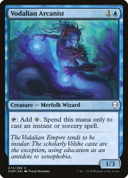 Vodalian Arcanist trading card from Dominaria Vodalian Arcanist - Dominaria Magic: The Gathering trading card