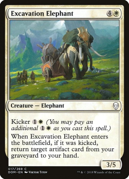 Excavation Elephant trading card from Dominaria Excavation Elephant - Dominaria Magic: The Gathering trading card