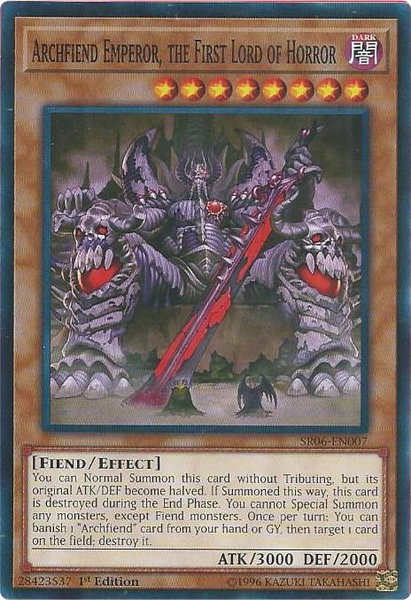 Archfiend Emperor, the First Lord of Horror trading card from Structure Deck: Lair of Darkness Archfiend Emperor, the First Lord of Horror - Structure Deck: Lair of Darkness YuGiOh trading card