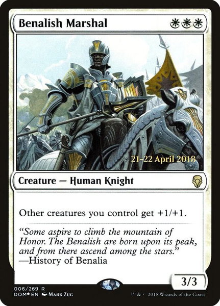Benalish Marshal trading card from Prerelease Cards Benalish Marshal - Prerelease Cards Magic: The Gathering trading card