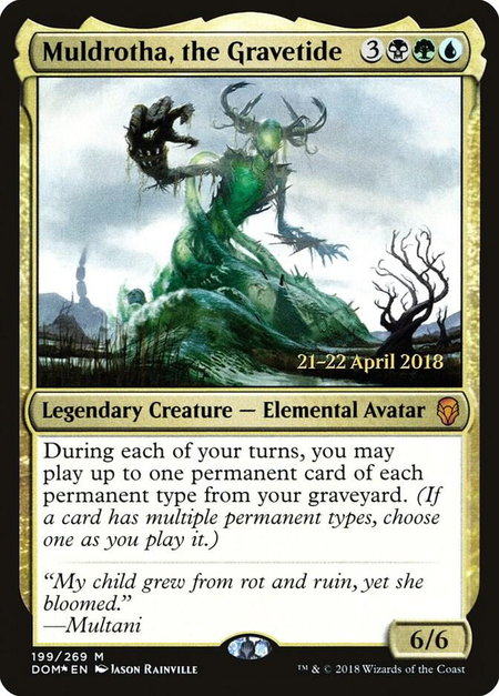 Muldrotha, the Gravetide trading card from Prerelease Cards Muldrotha, the Gravetide - Prerelease Cards Magic: The Gathering trading card