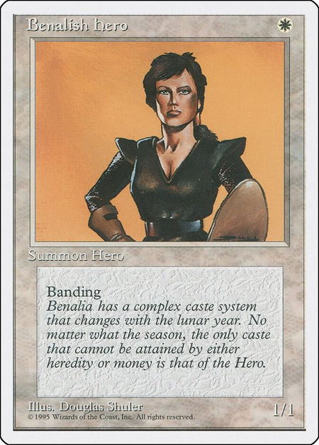 Benalish Hero trading card from Fourth Edition Benalish Hero - Fourth Edition Magic: The Gathering trading card