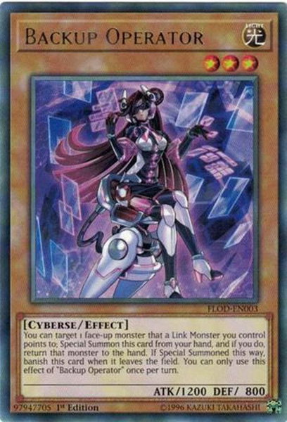 Backup Operator trading card from Flames of Destruction Backup Operator - Flames of Destruction YuGiOh trading card