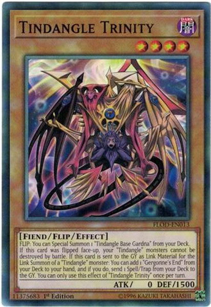 Tindangle Trinity trading card from Flames of Destruction Tindangle Trinity - Flames of Destruction YuGiOh trading card