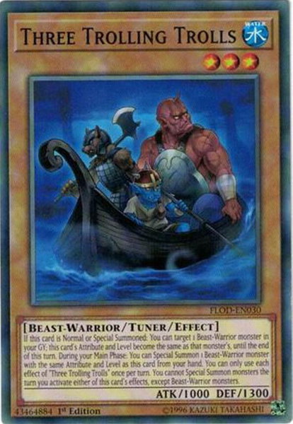 Three Trolling Trolls trading card from Flames of Destruction Three Trolling Trolls - Flames of Destruction YuGiOh trading card