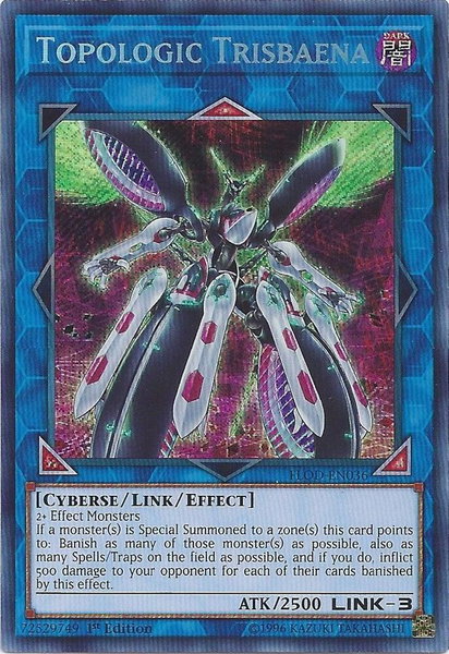 Topologic Trisbaena trading card from Flames of Destruction Topologic Trisbaena - Flames of Destruction YuGiOh trading card