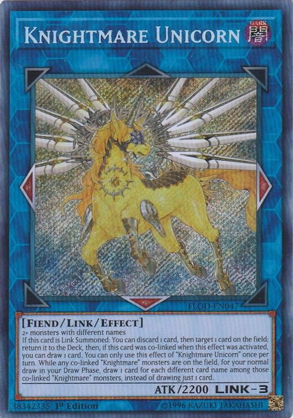Knightmare Unicorn trading card from Flames of Destruction Knightmare Unicorn - Flames of Destruction YuGiOh trading card