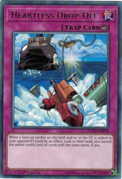 Heartless Drop Off trading card from Flames of Destruction Heartless Drop Off - Flames of Destruction YuGiOh trading card