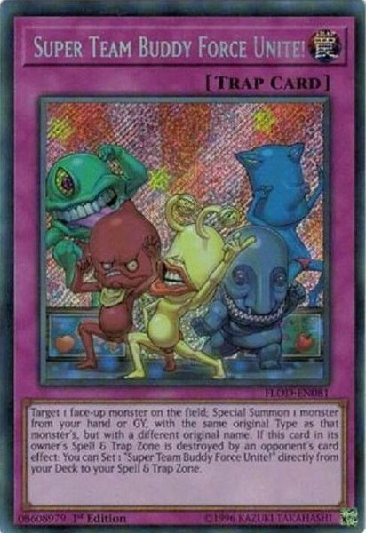 Super Team Buddy Force Unite! trading card from Flames of Destruction Super Team Buddy Force Unite! - Flames of Destruction YuGiOh trading card